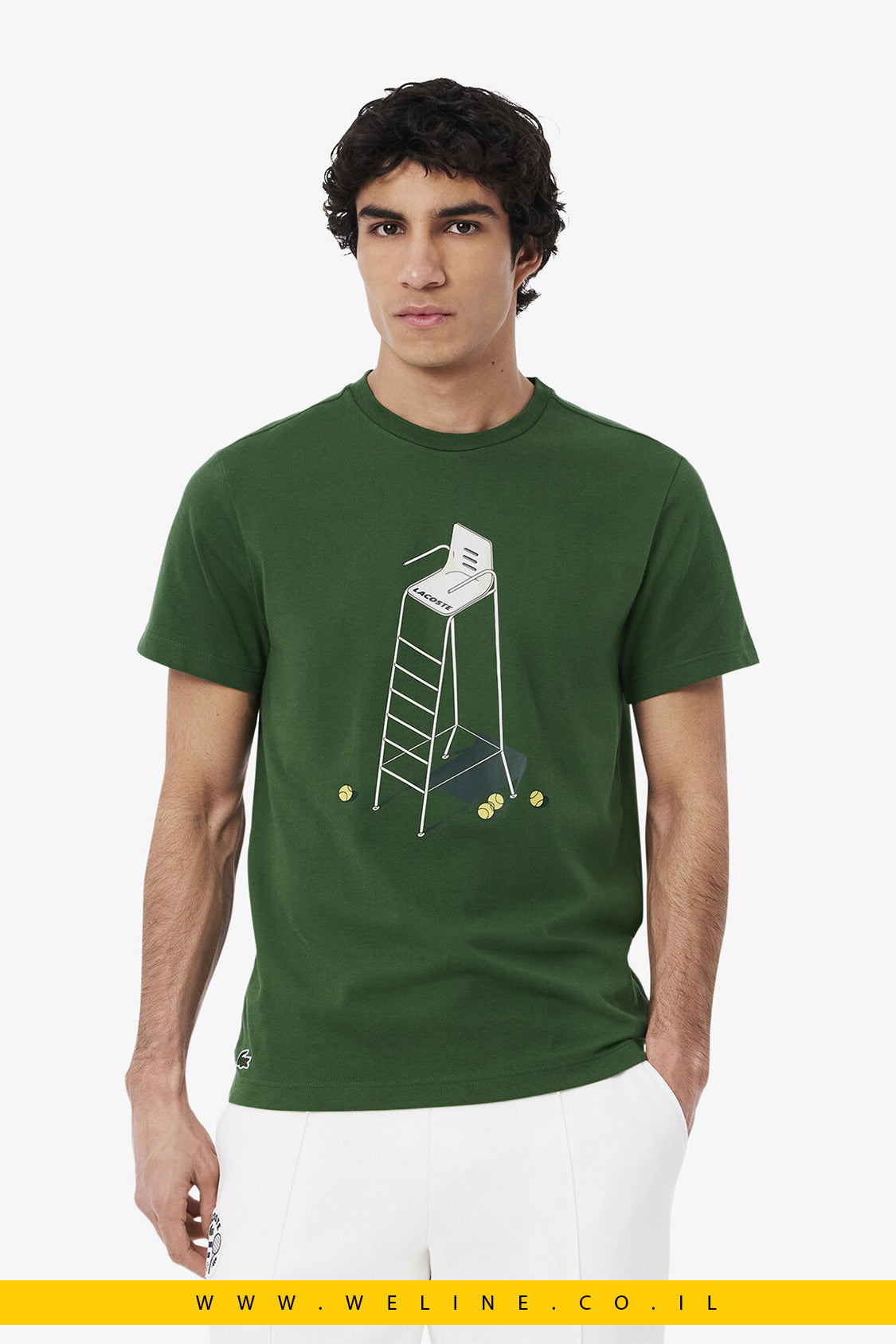 חולצת טי לגברים בהשראת טניס קלאסי – עם הדפס Heritage | Lacoste