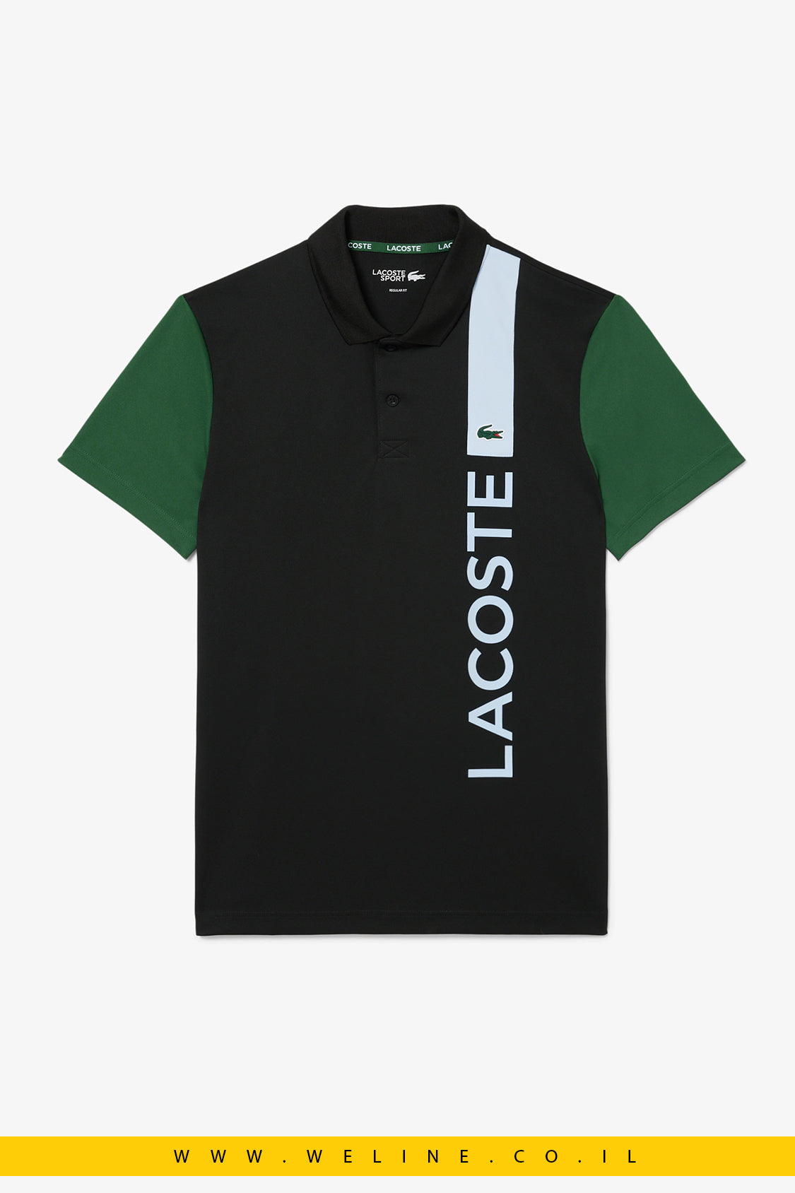 חולצת פולו טניס לגברים עם הדפס לוגו גדול – בד נושם Ultra Dry | Lacoste