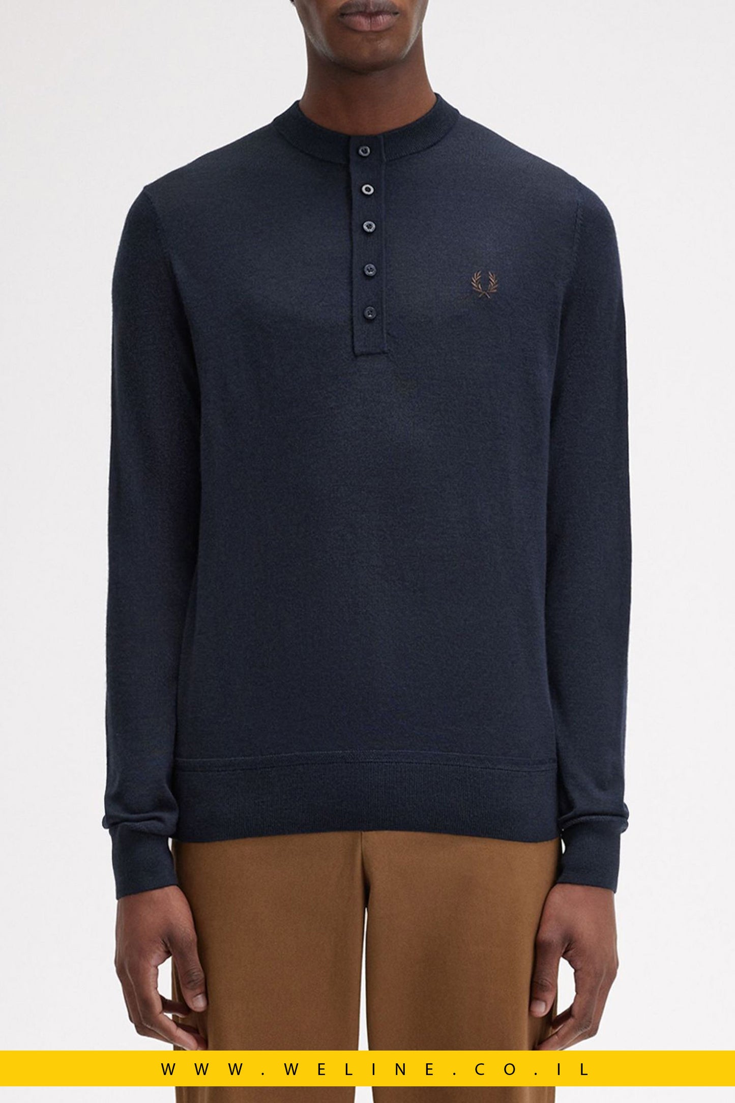 חולצת הנלי עם שרוול ארוך וסריגה עדינה fredperry