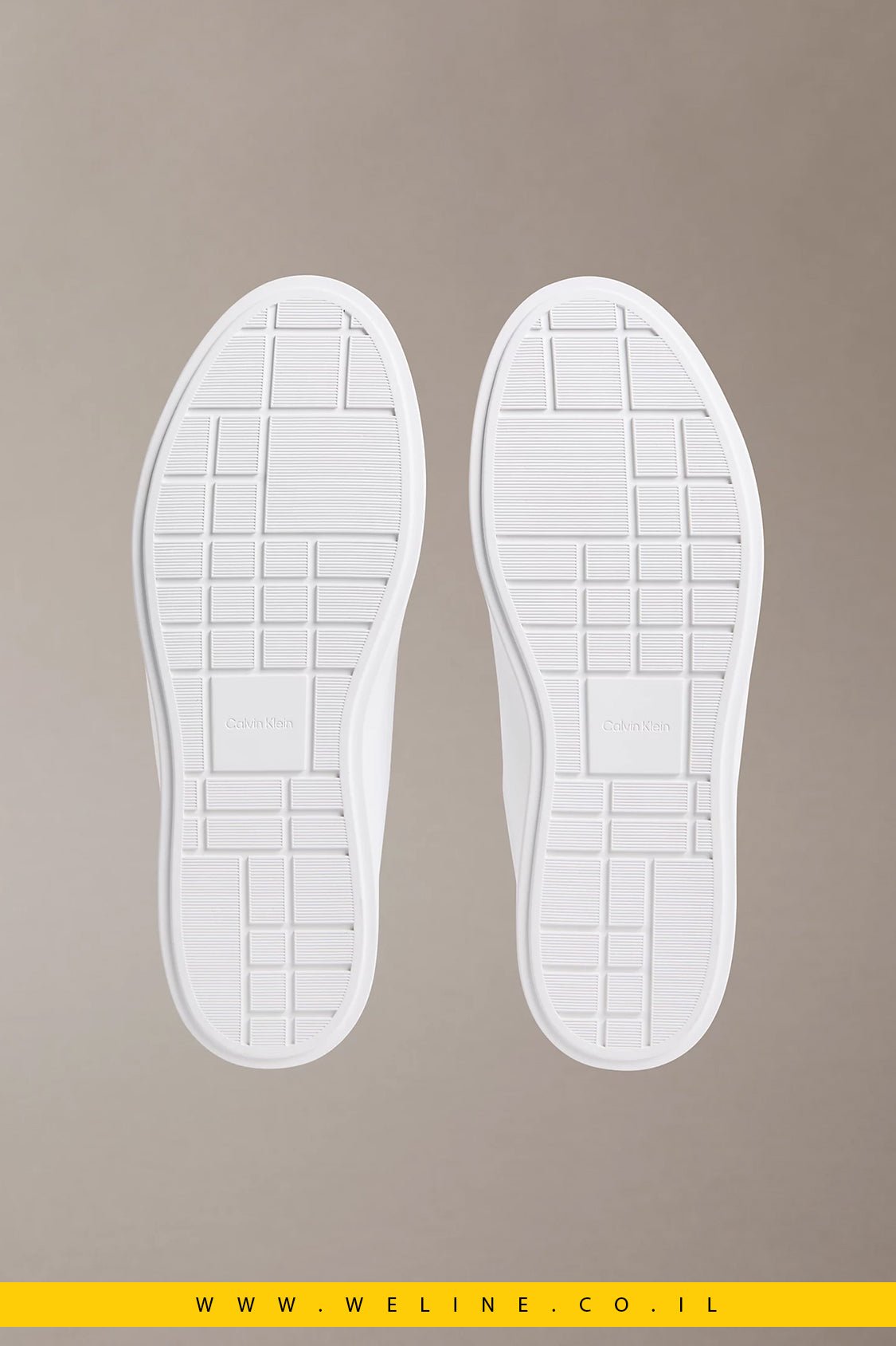 נעלי סניקרס גברים Calvin Klein Brooke Leather – צבע לבן מלא (Triple White) - WELINE.CO.IL