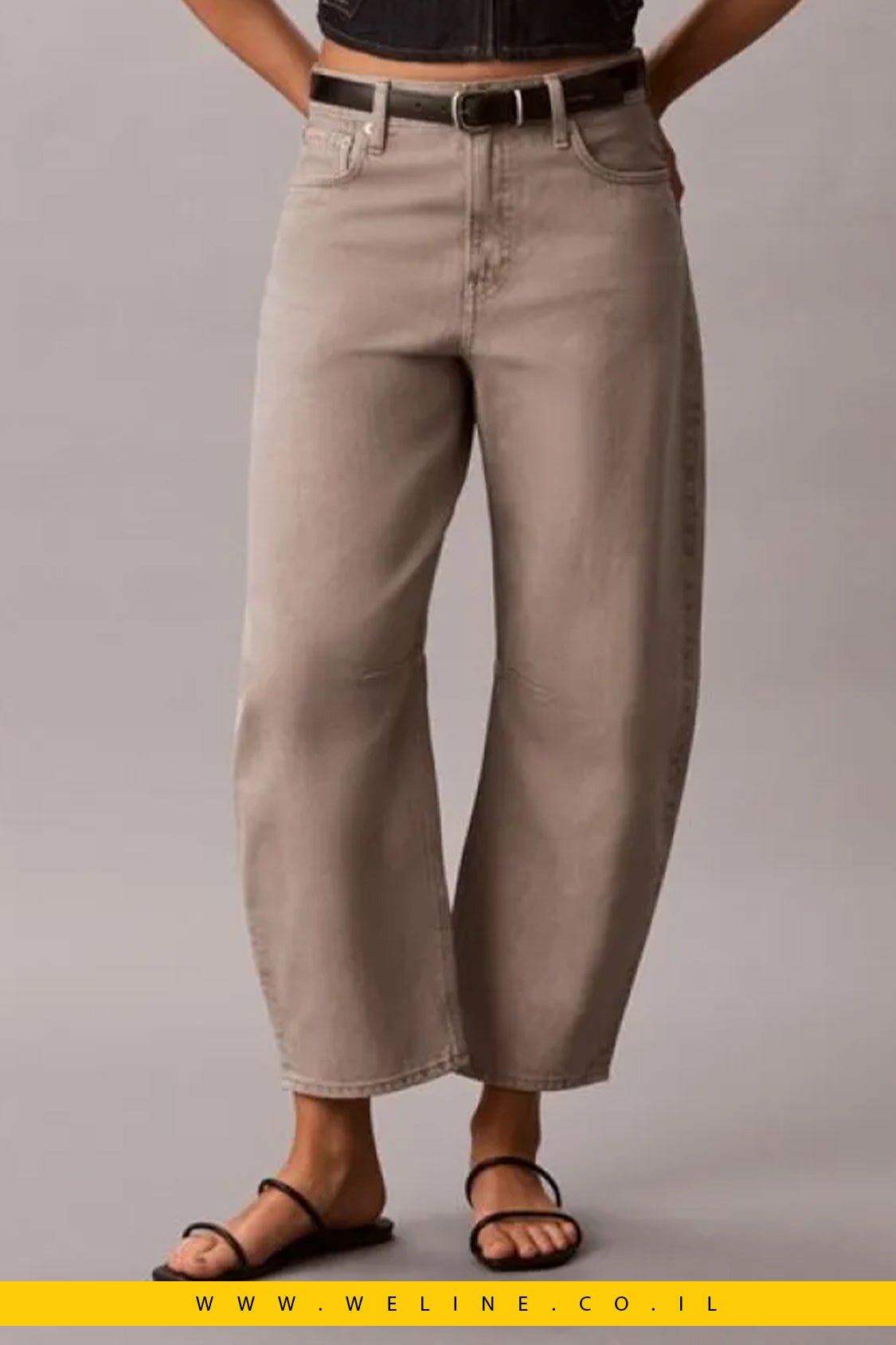 ג'ינס נשים Calvin Klein Cropped Barrel Jeans - WELINE.CO.IL