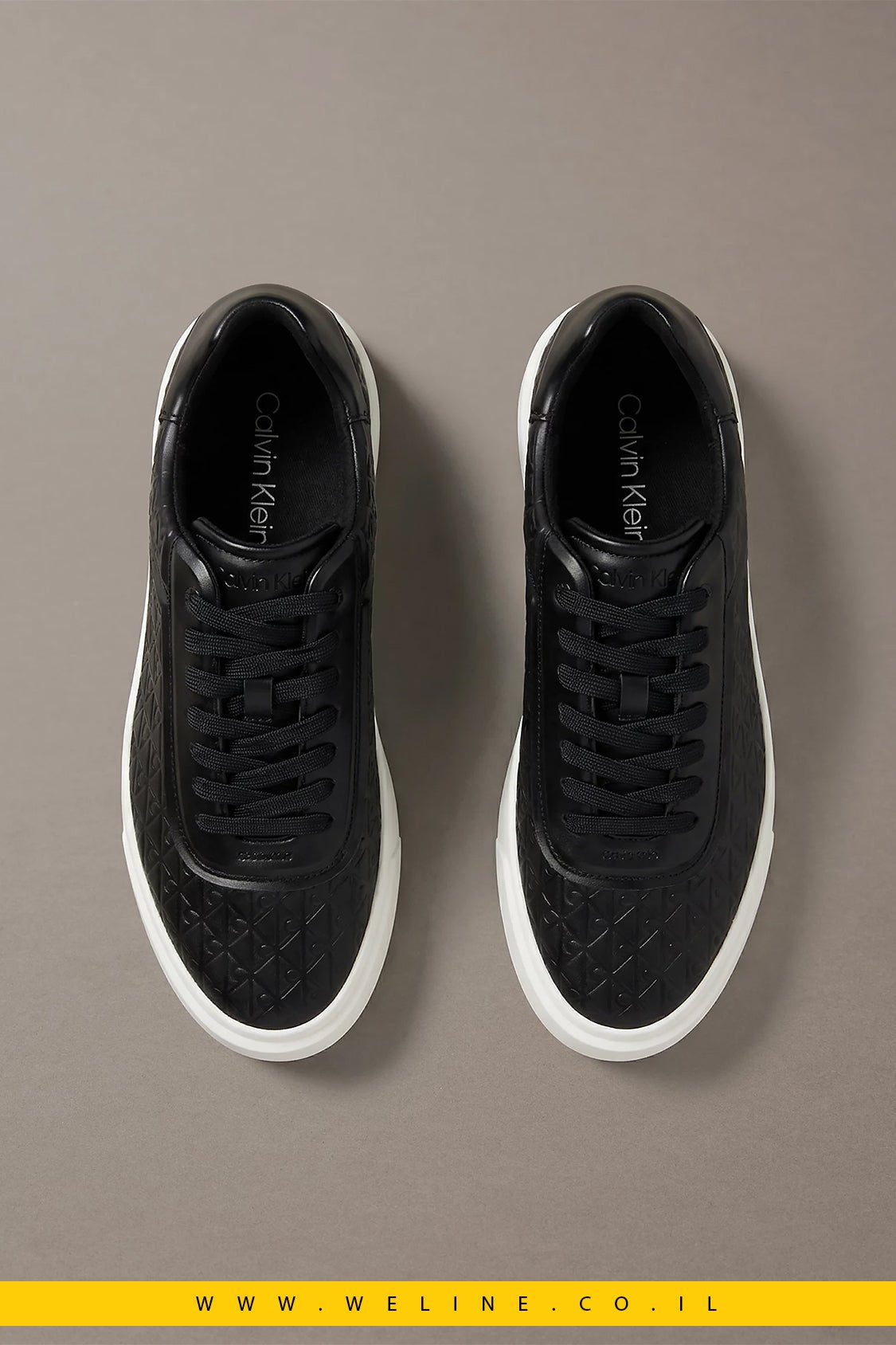 נעלי סניקרס גברים Calvin Klein Embossed Emblem Logo Trainers - WELINE.CO.IL