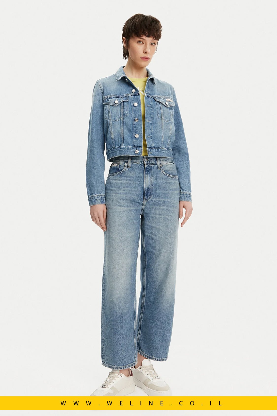ג'ינס נשים Calvin Klein Jeans - גזרה ישרה בגוון כחול - WELINE.CO.IL