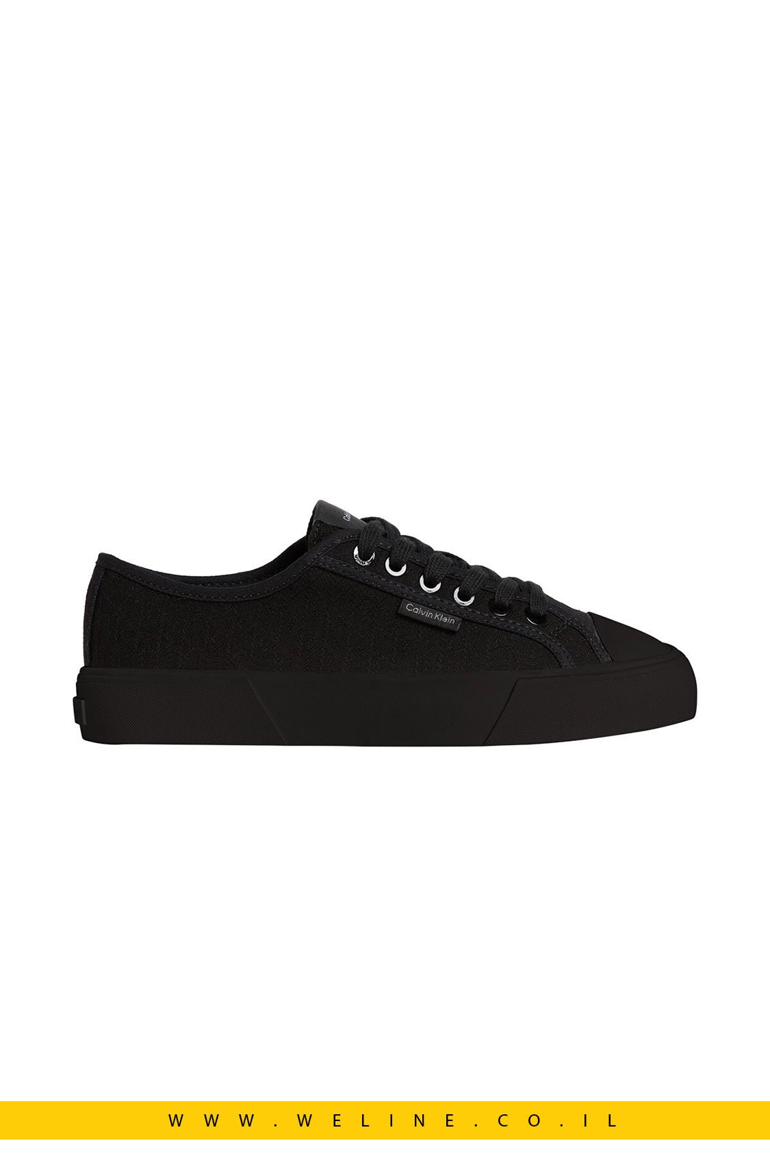 נעלי סניקרס נשים Calvin Klein Vulc Low Lace - Up AOP Canvas – צבע שחור - WELINE.CO.IL