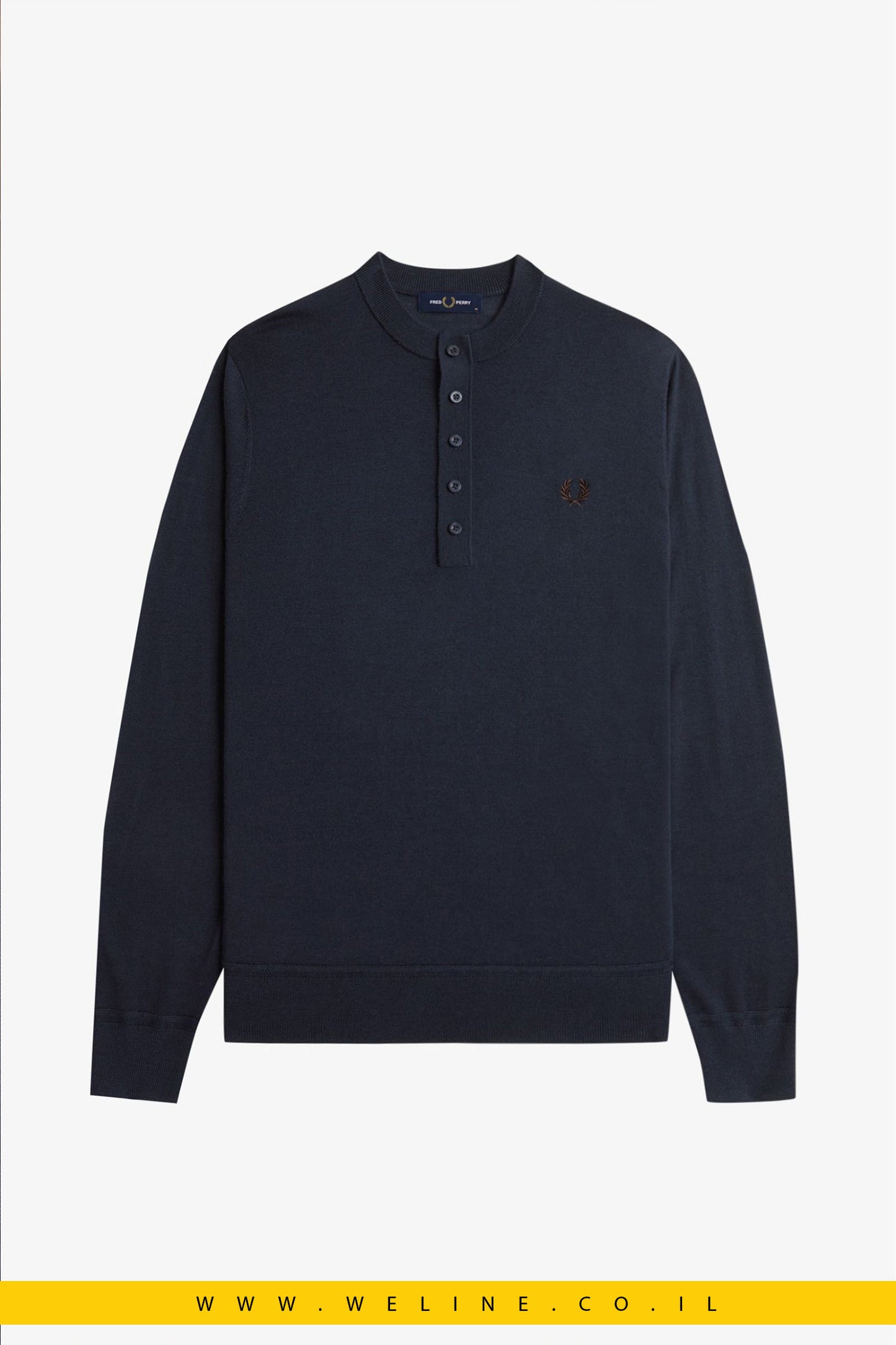 חולצת הנלי עם שרוול ארוך וסריגה עדינה fredperry