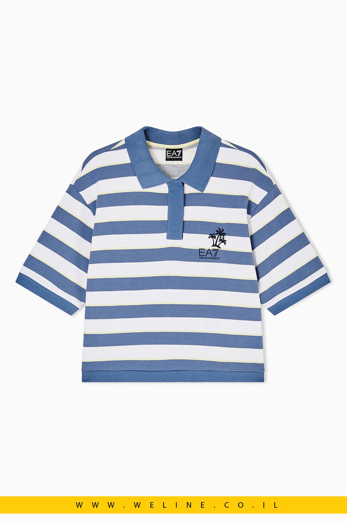חולצת פולו נשים EA7 Emporio Armani Jersey – צבע תכלת - WELINE.CO.IL