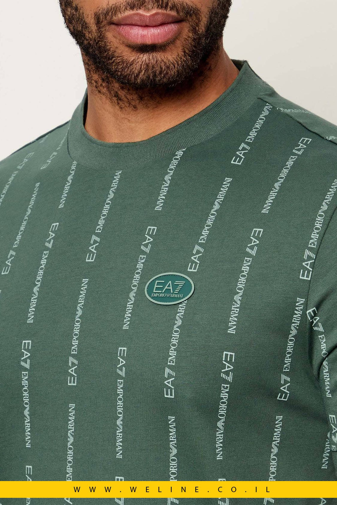 טי - שירט EA7 Emporio Armani Regular Fit – צבע ירוק - WELINE.CO.IL