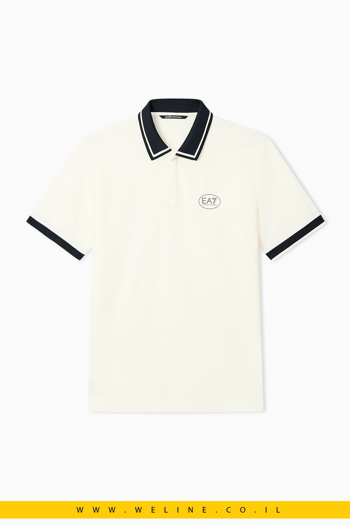 חולצת פולו EA7 Emporio Armani Tennis Club Stretch Cotton Piqué – לוגו קונטרסטי - WELINE.CO.IL
