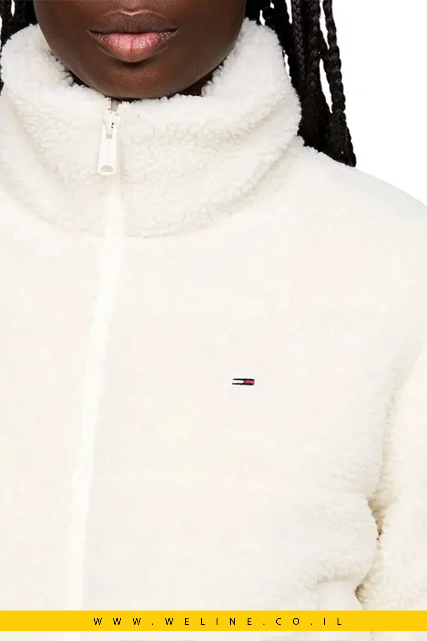 מעיל נשים Tommy Hilfiger Essential Cropped Teddy Fleece Puffer
