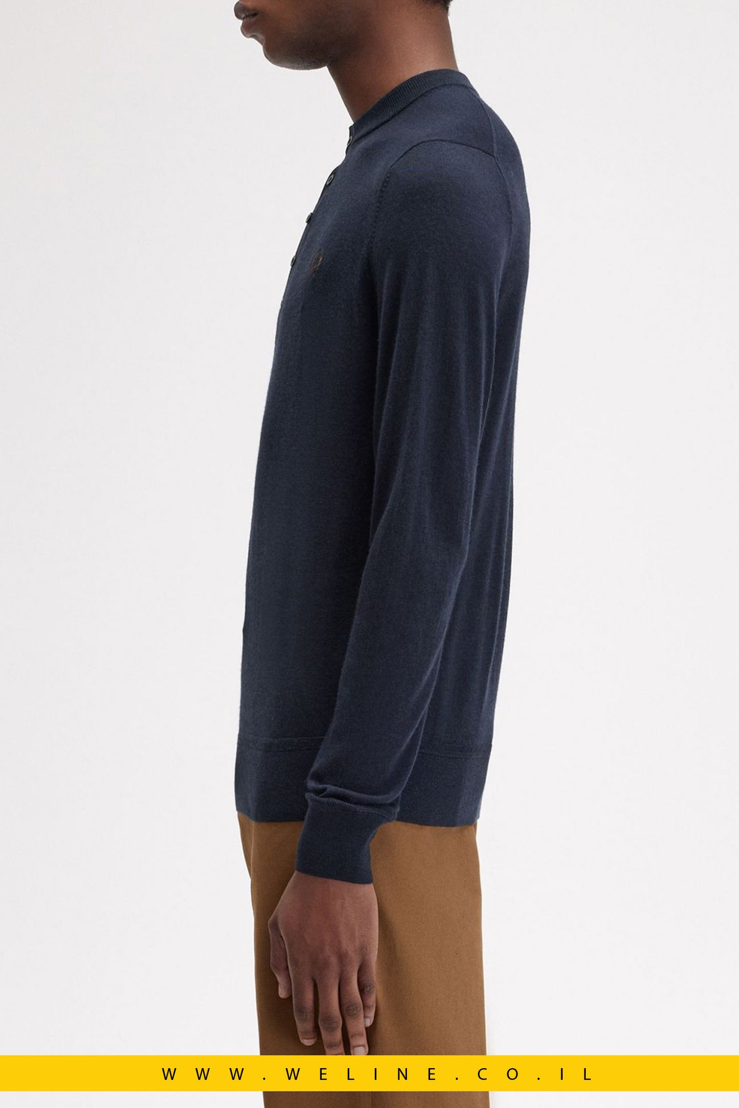 חולצת הנלי עם שרוול ארוך וסריגה עדינה fredperry