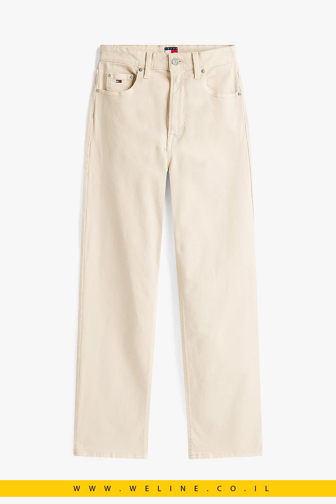 כותרת ג’ינס נשים High Rise Slim Straight Leg – Tommy Jeans | צבע Desert Sand Dune - WELINE.CO.IL