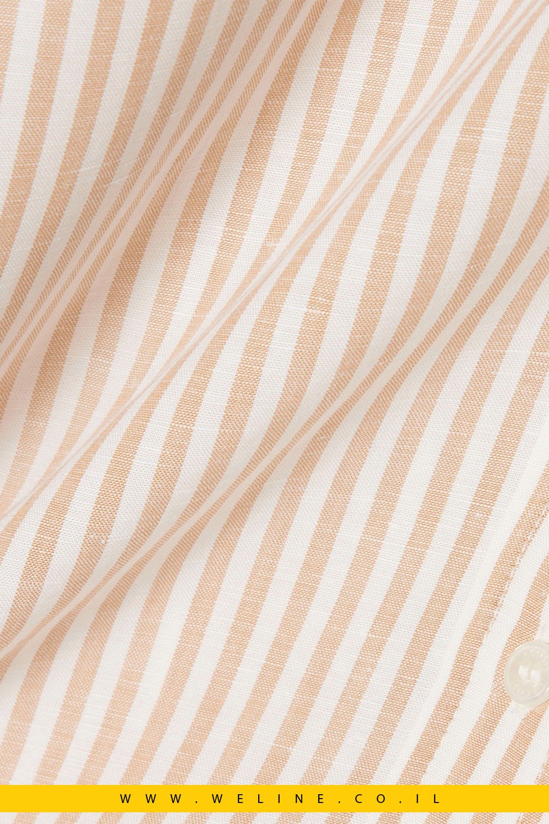 חולצת נשים Lacoste Linen × Lyocell Blend Striped Shirt – צבע Beige - WELINE.CO.IL
