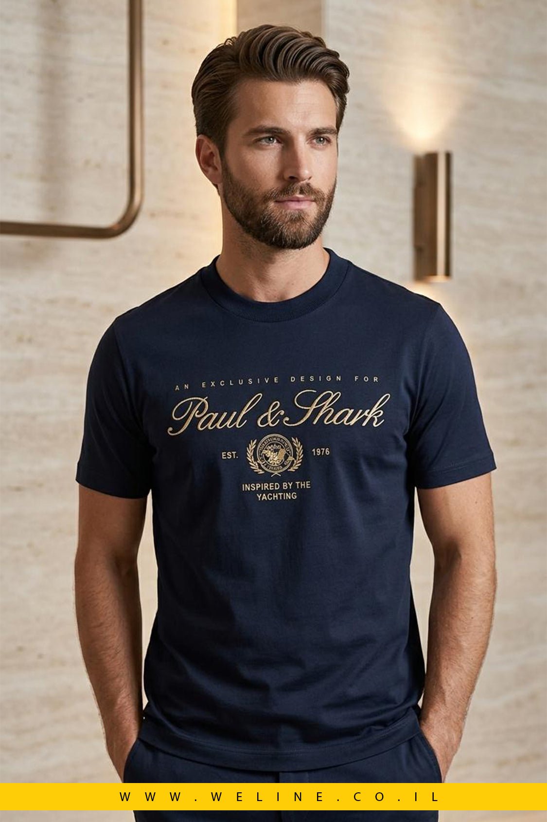 חולצת טי שירט קצר גברים PAUL & SHARK - WELINE.CO.IL