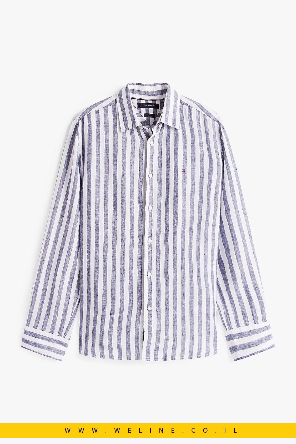 חולצת פסים פשתן Regular Fit לגברים Tommy Hilfiger - WELINE.CO.IL