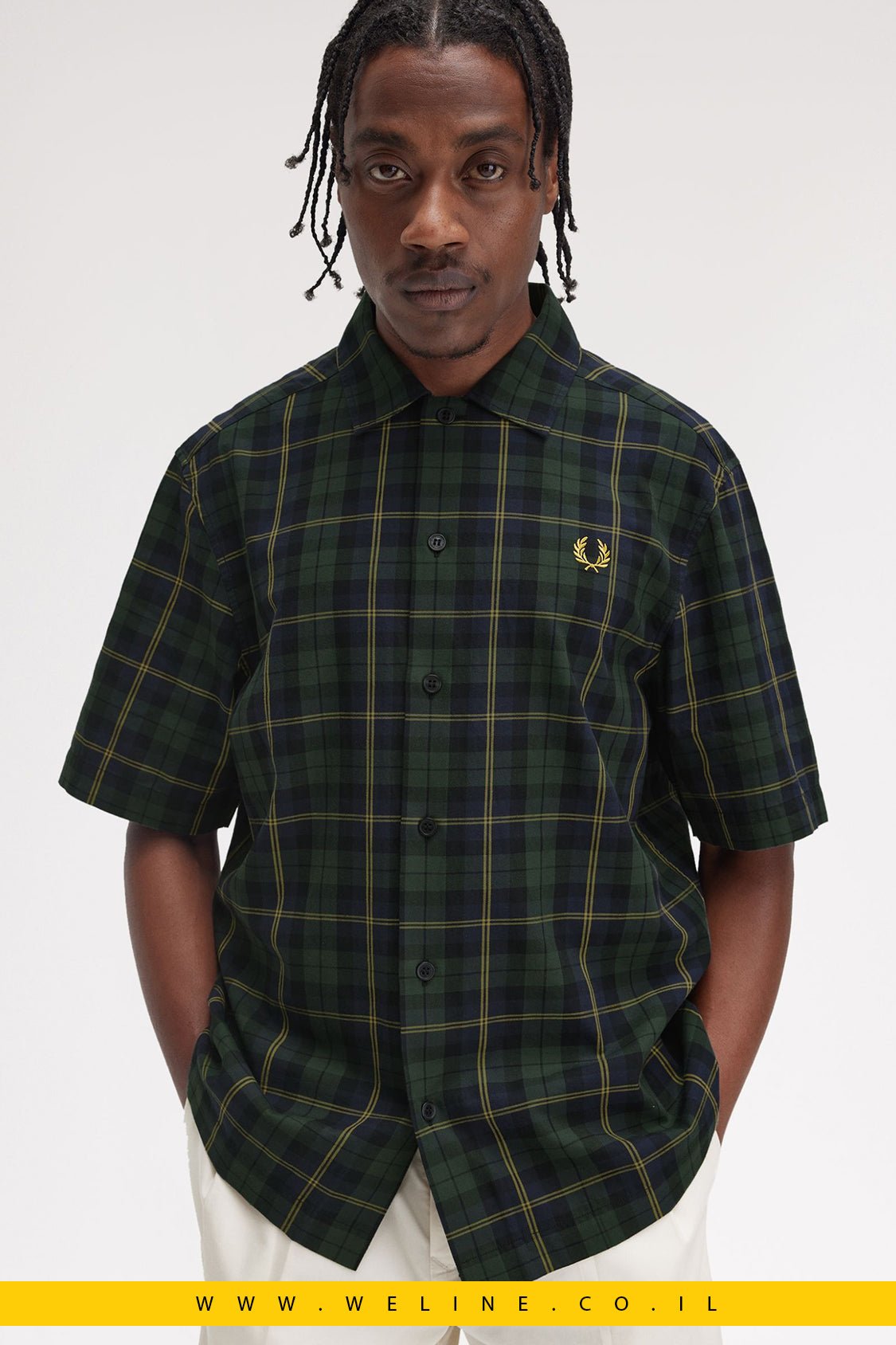 חולצת טארטן קצרה מבד טוויל כותנה – Tartan Twill Short Sleeve Shirt - WELINE.CO.IL