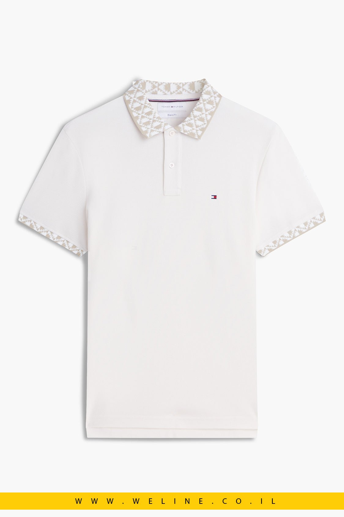 חולצת פולו Tommy Hilfiger Regular Fit Jacquard Collar Structured - WELINE.CO.IL