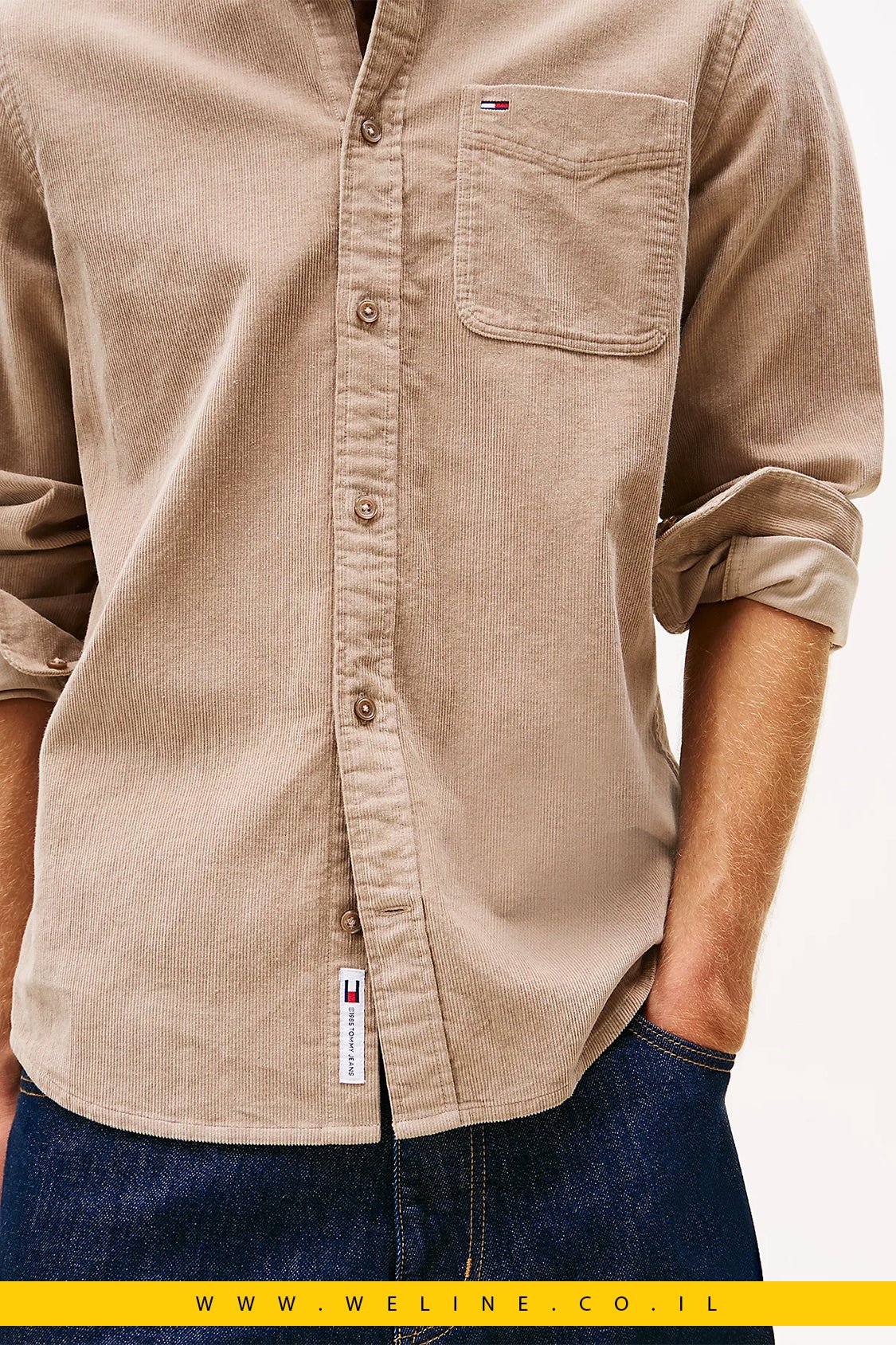 חולצת קורדורוי לגברים – Tommy Jeans Regular Fit - WELINE.CO.IL