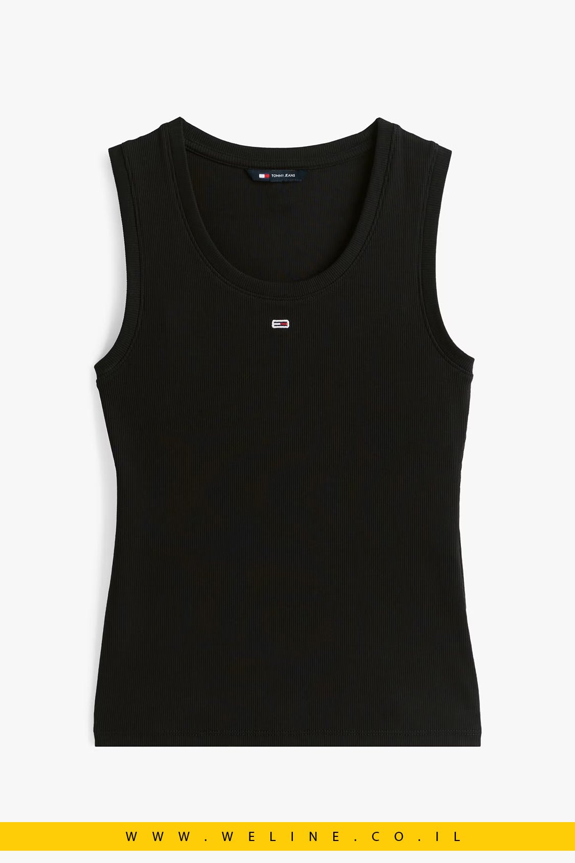 גופיית נשים Tommy Jeans Ribbed Flag Embroidery Slim Tank Top - WELINE.CO.IL