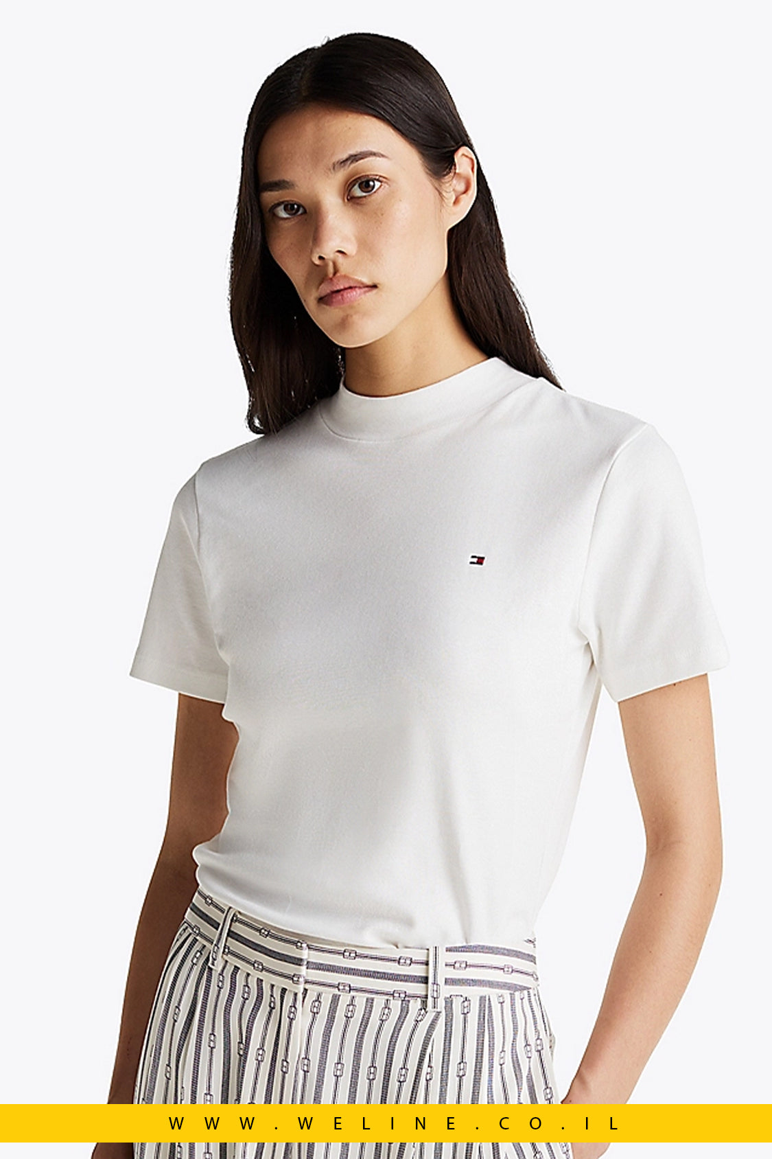 חולצת טי לנשים עם צווארון מוגבה – Tommy Hilfiger Mock Turtleneck Slim