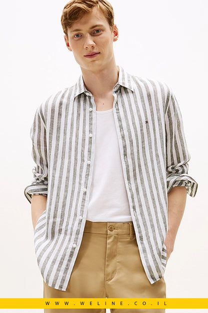 חולצת פסים פשתן Regular Fit לגברים Tommy Hilfiger