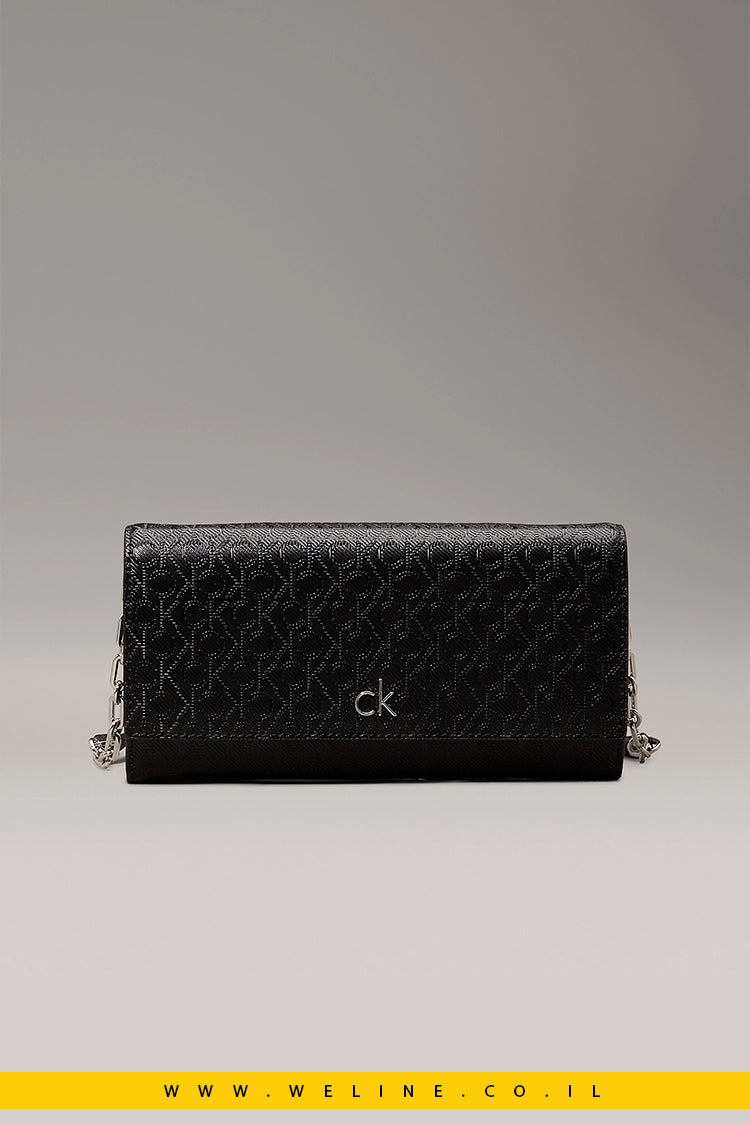 תיק ארנק קרוסבודי לנשים Calvin Klein Logo Crossbody Wallet Bag בצבע שחור