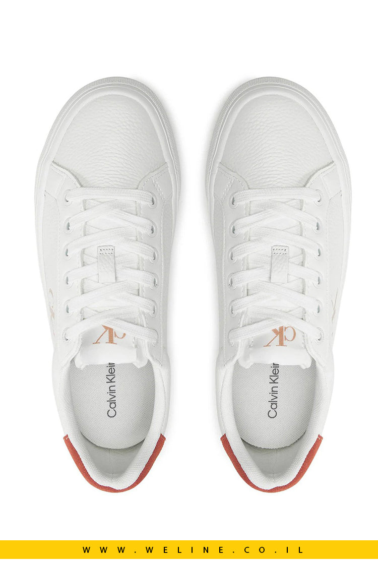 סניקרס עור לנשים - Calvin Klein White