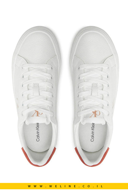 סניקרס עור לנשים - Calvin Klein White
