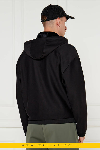 סווטשירט לגברים EA7 Emporio Armani Regular Fit בצבע שחור