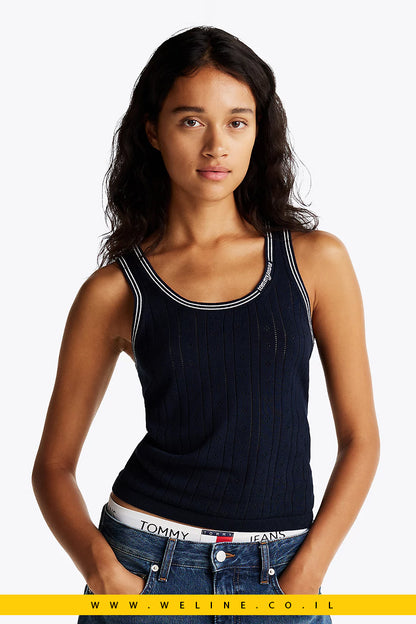 גופייה צמודה Pointelle Slim Tank Top מבית Tommy Jeans