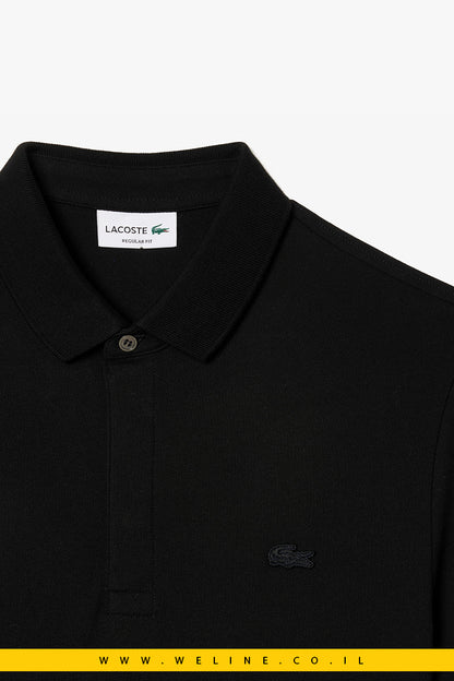 חולצת פולו לגברים Lacoste Paris Stretch Piqué בצבע שחור