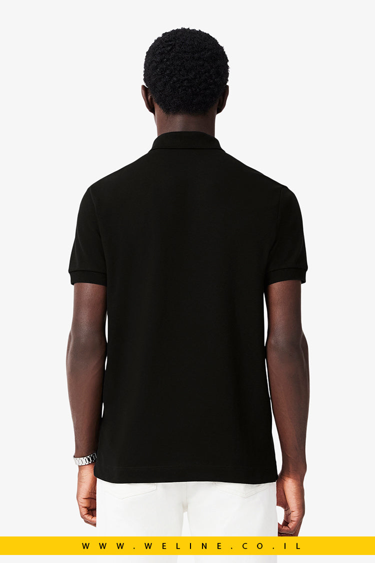 חולצת פולו לגברים Lacoste Paris Stretch Piqué בצבע שחור