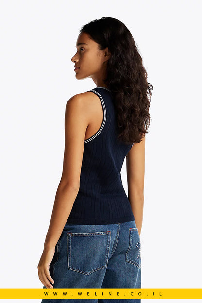 גופייה צמודה Pointelle Slim Tank Top מבית Tommy Jeans