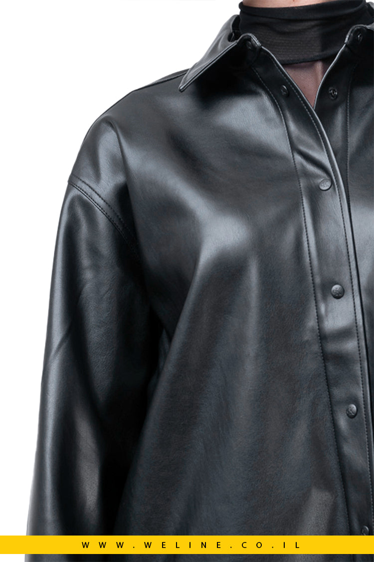 חולצת Calvin Klein לנשים Faux Leather Overshirt