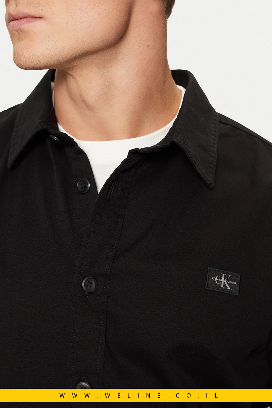 חולצה מכופתרת לגברים Calvin Klein Jeans Slim Fit בצבע שחור