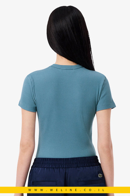 חולצת טי לנשים Lacoste Slim Fit Ribbed Cotton