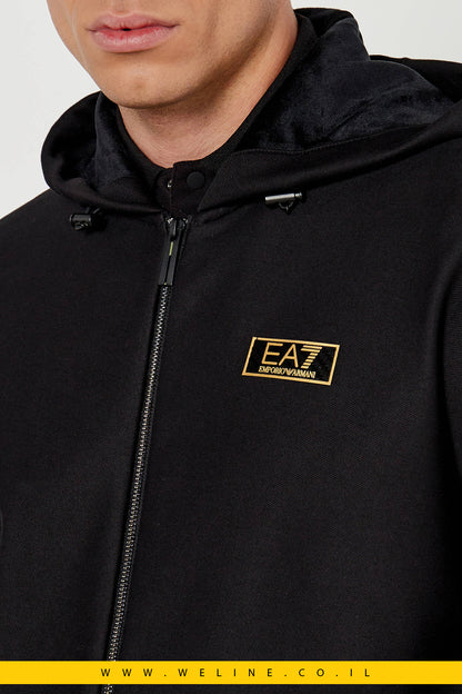 סווטשירט לגברים EA7 Emporio Armani Regular Fit בצבע שחור