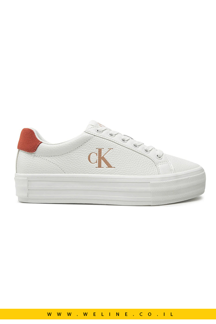 סניקרס עור לנשים - Calvin Klein White