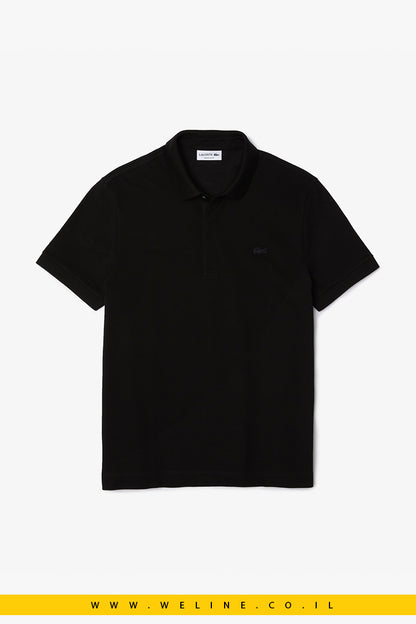 חולצת פולו לגברים Lacoste Paris Stretch Piqué בצבע שחור