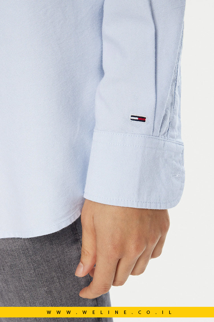 חולצת נשים Tommy Jeans בצבע תכלת (Himmelblau) בגזרת Relaxed Fit