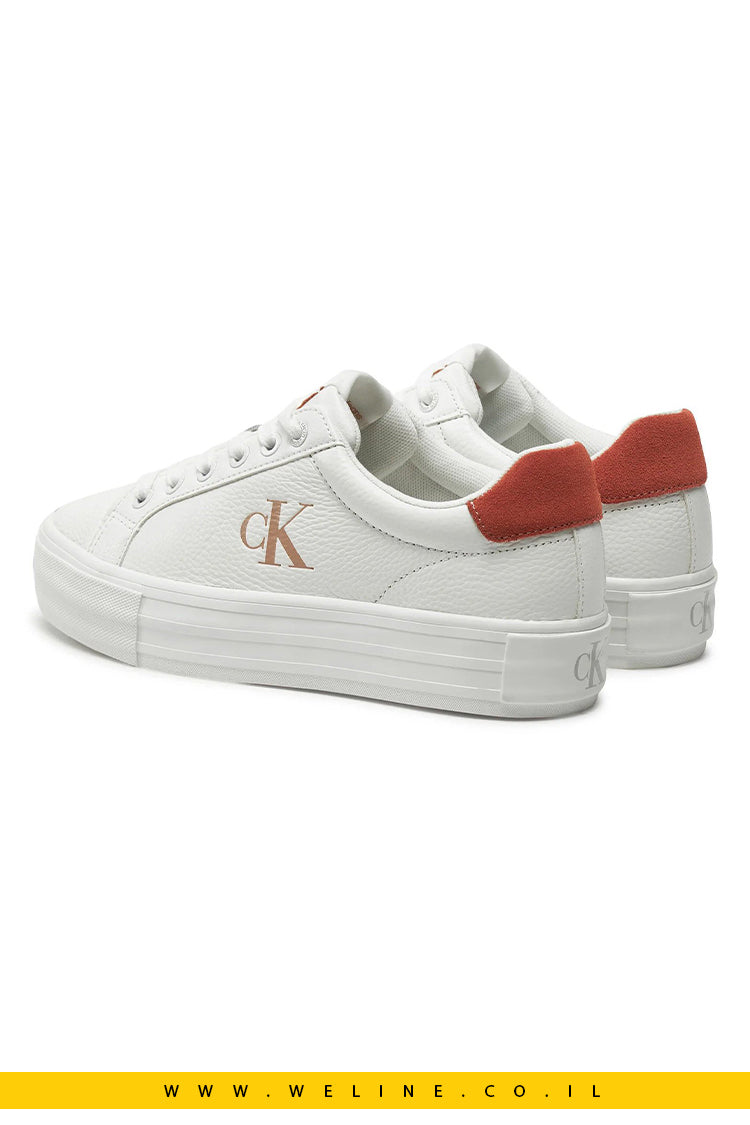סניקרס עור לנשים - Calvin Klein White
