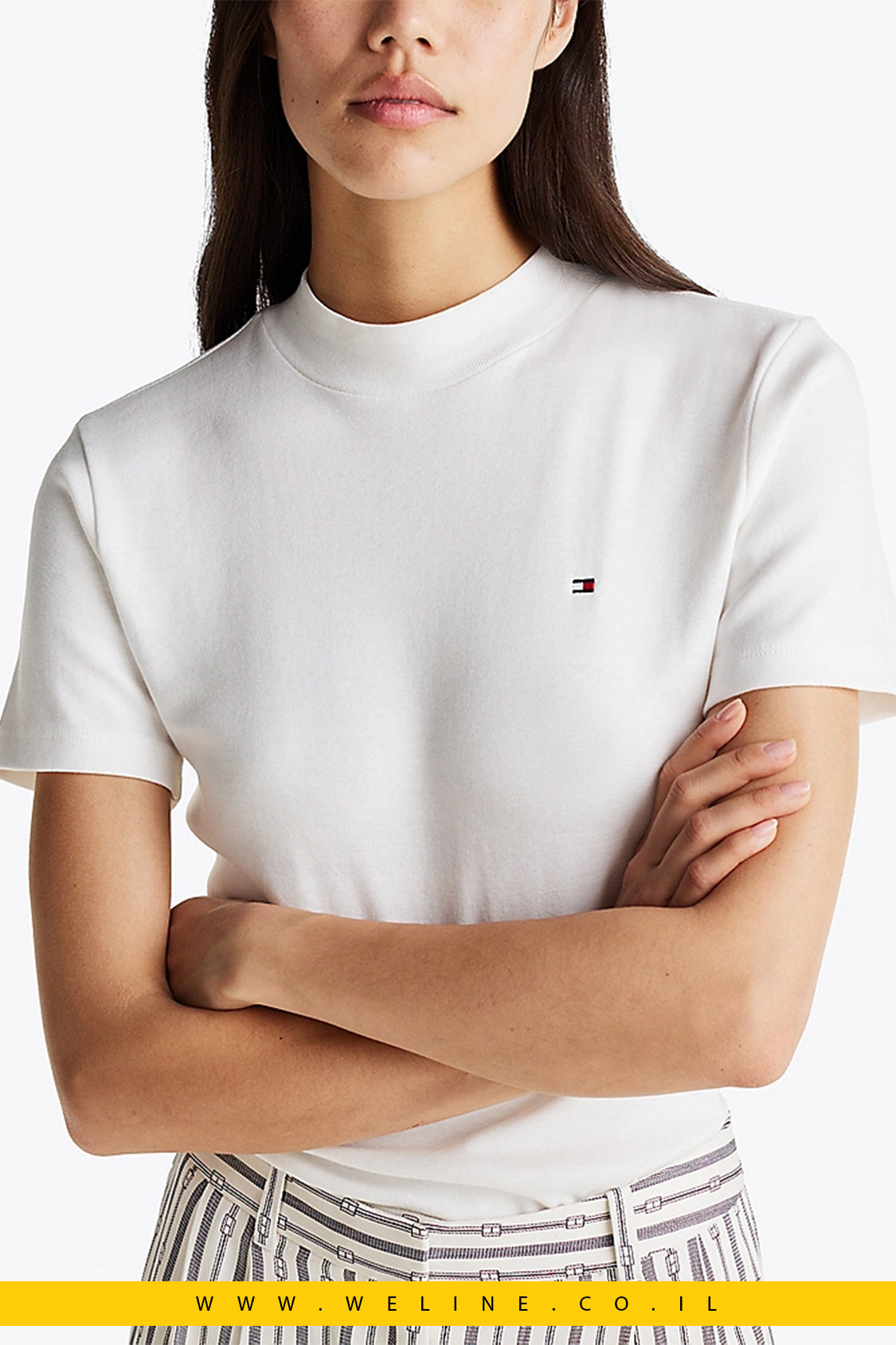 חולצת טי לנשים עם צווארון מוגבה – Tommy Hilfiger Mock Turtleneck Slim