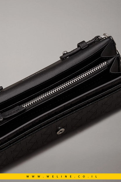 תיק ארנק קרוסבודי לנשים Calvin Klein Logo Crossbody Wallet Bag בצבע שחור