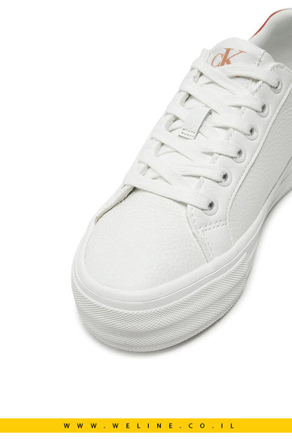 סניקרס עור לנשים - Calvin Klein White