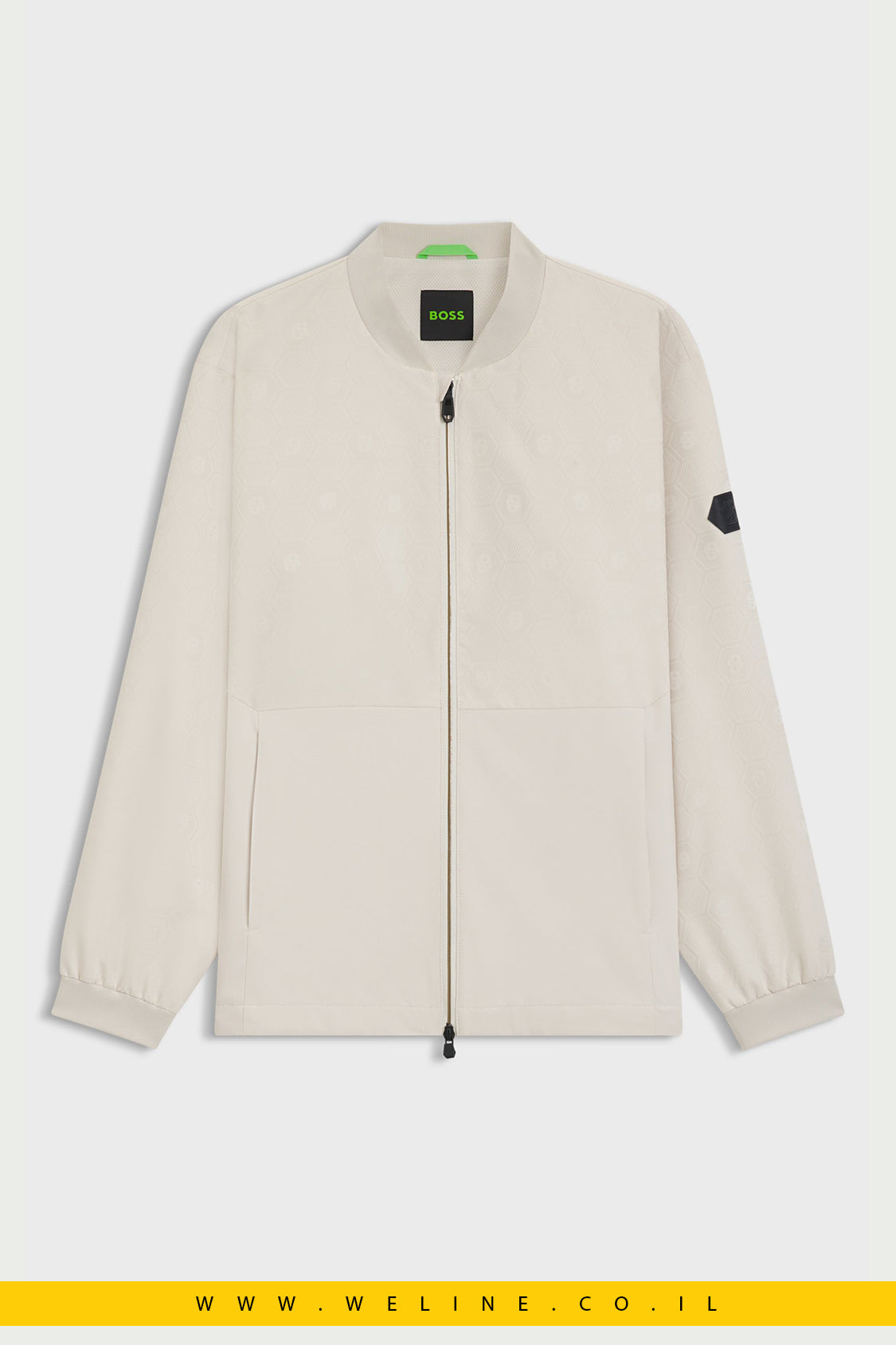 מעיל בומבר דוחה מים עם מונוגרמת Double B – BOSS (צבע Natural)