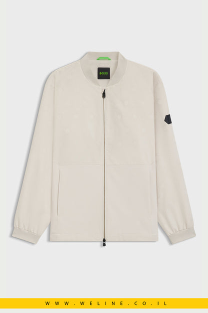 מעיל בומבר דוחה מים עם מונוגרמת Double B – BOSS (צבע Natural)