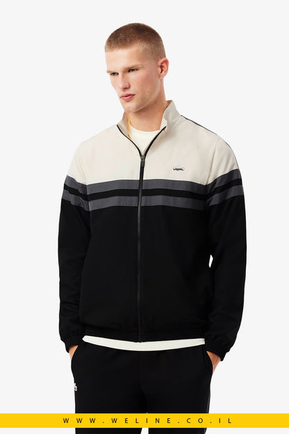 סט טרנינג יוקרתי לגברים Lacoste – דגם Landscape Crocodile בצבע שחור