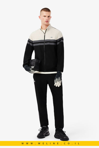 סט טרנינג יוקרתי לגברים Lacoste – דגם Landscape Crocodile בצבע שחור