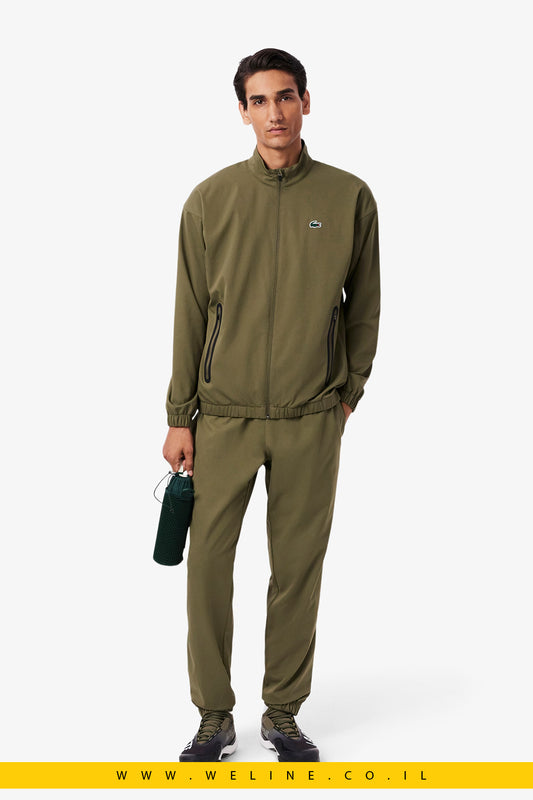 סט טרנינג טניס לגברים Lacoste – דיימונד טאפטה טכני בצבע חאקי