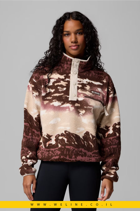 פליס קצר מודפס לנשים Helvetia II – חצי סנאפ Columbia