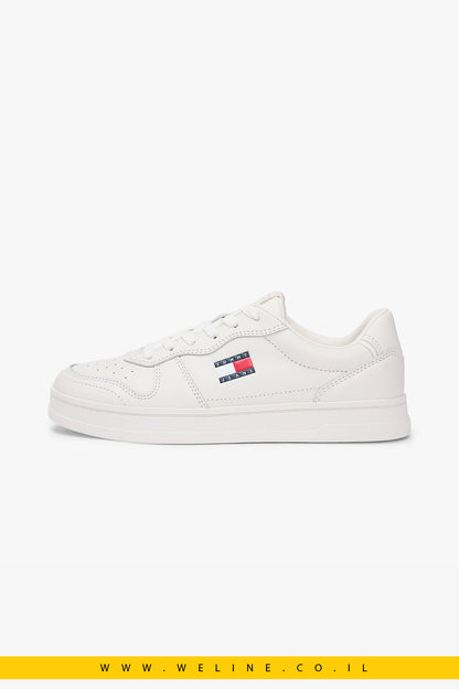 סניקרס עור לנשים לבן Tommy Jeans Greenwich Leather Contrast Heel – צבע